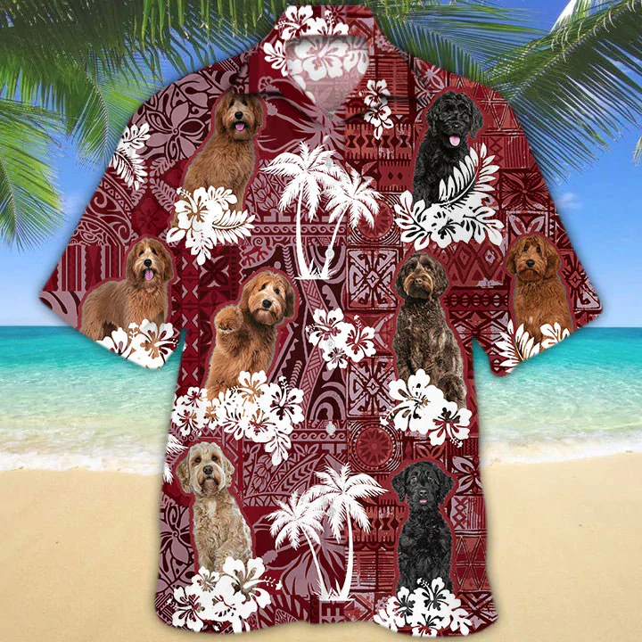 Labradoodle Red Trendy Hawaiian Shirt, Gift For Dog Lover Shirts, Animal Summer Shirts Labradoodle Red Trendy Hawaiian Shirt, Gift For Dog Lover Shirts, Animal Summer Shirts