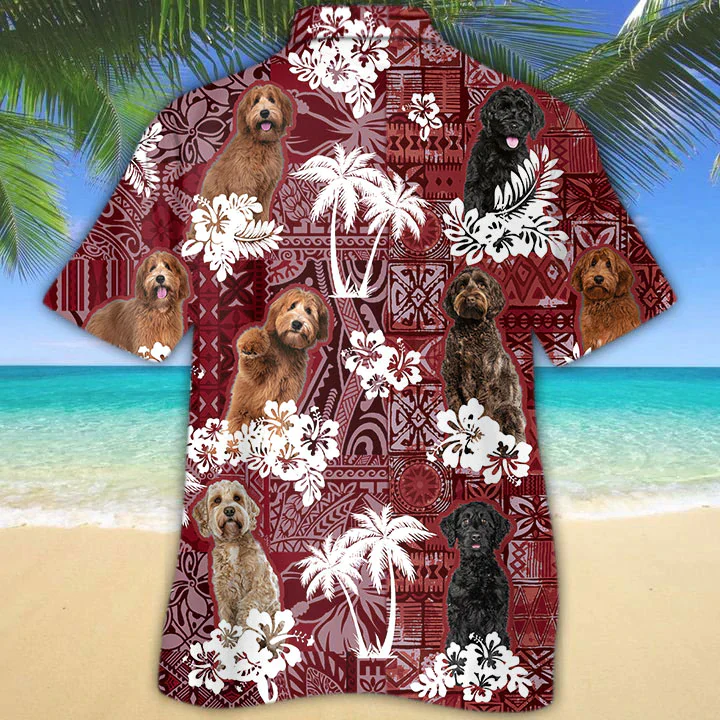 Labradoodle Red Trendy Hawaiian Shirt, Gift For Dog Lover Shirts, Animal Summer Shirts