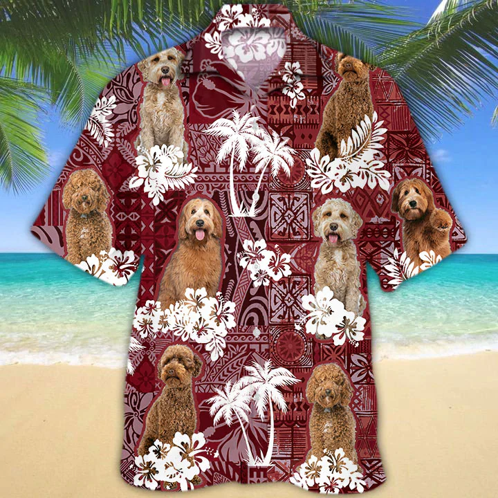 Labradoodle Summer Red Hawaiian Shirt for Men