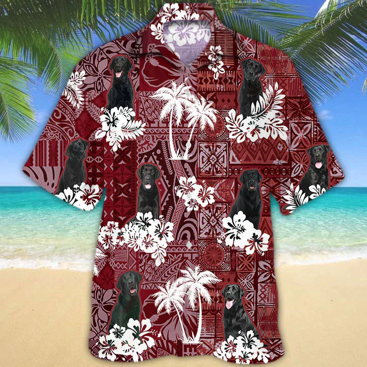 Labrador Red Trendy Hawaiian Shirt, Gift For Dog Lover Shirts, Labrador Beach Shirt, Men’s Trendy Hawaiian Shirt