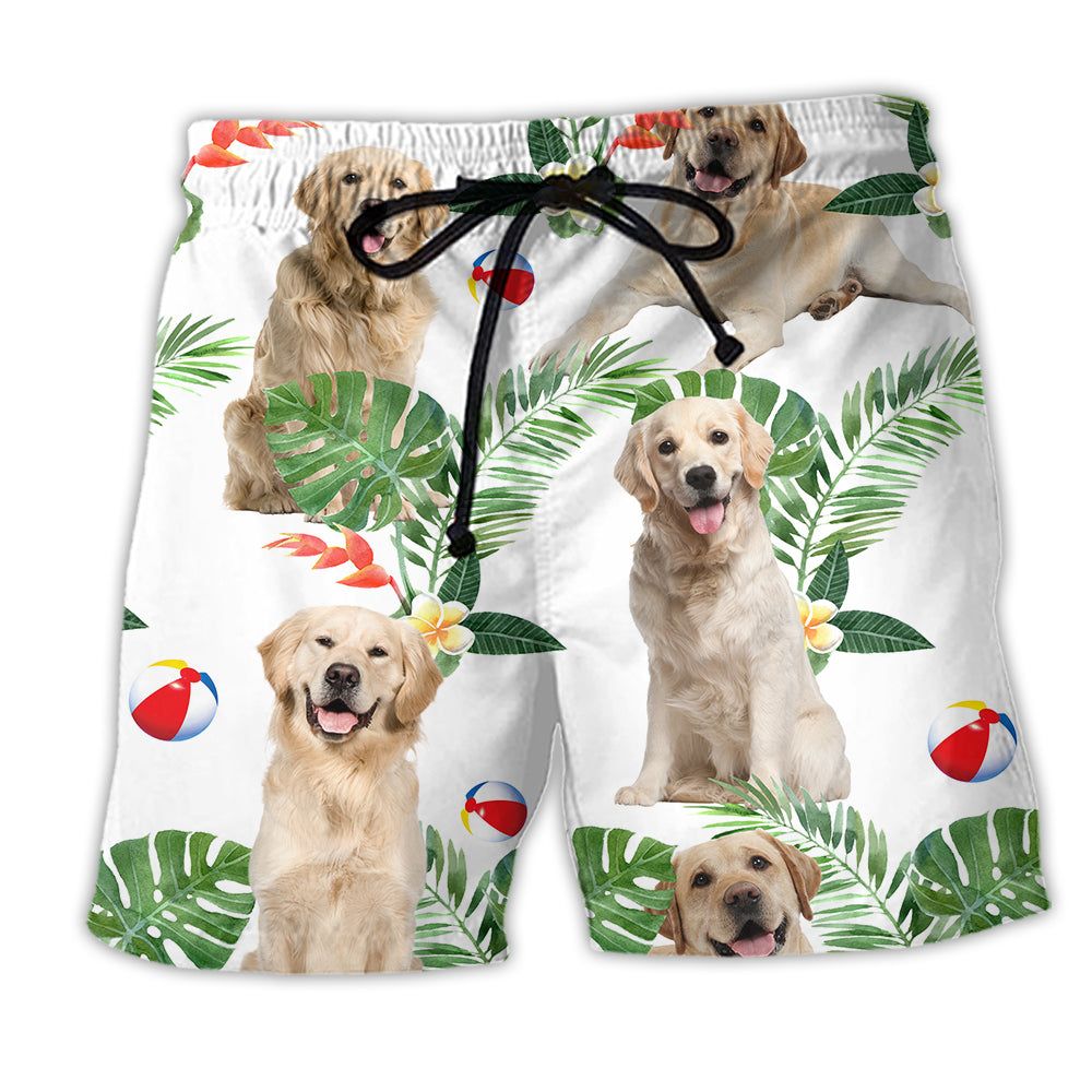 Labrador Retriever Dog Tropical Leaf Cute Style Trendy Aloha Hawaiian Beach Shorts Labrador Retriever Dog Tropical Leaf Cute Style Trendy Aloha Hawaiian Beach Shorts