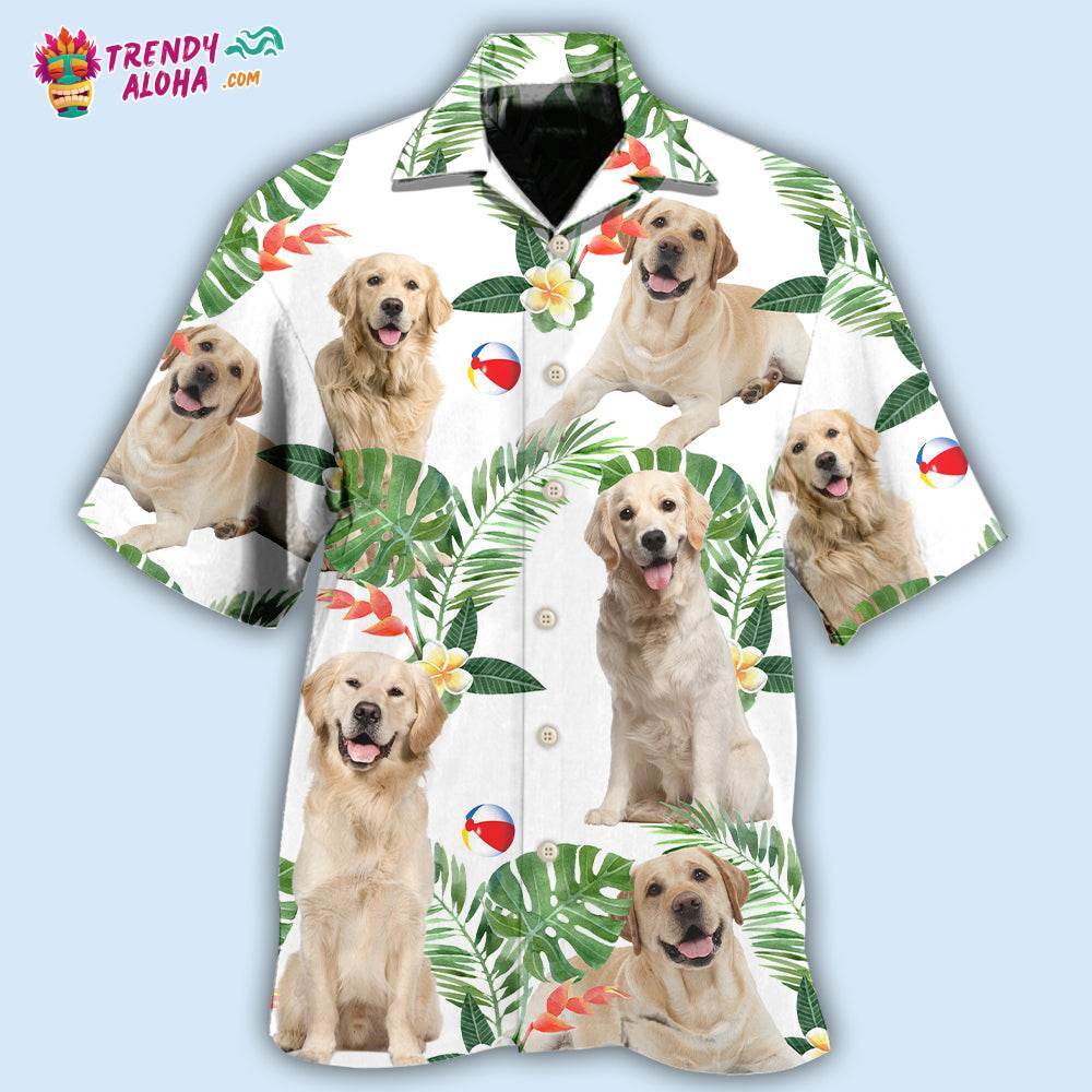 Labrador Retriever Dog Tropical Leaf White Style Hawaiian Shirt – Trendy Aloha