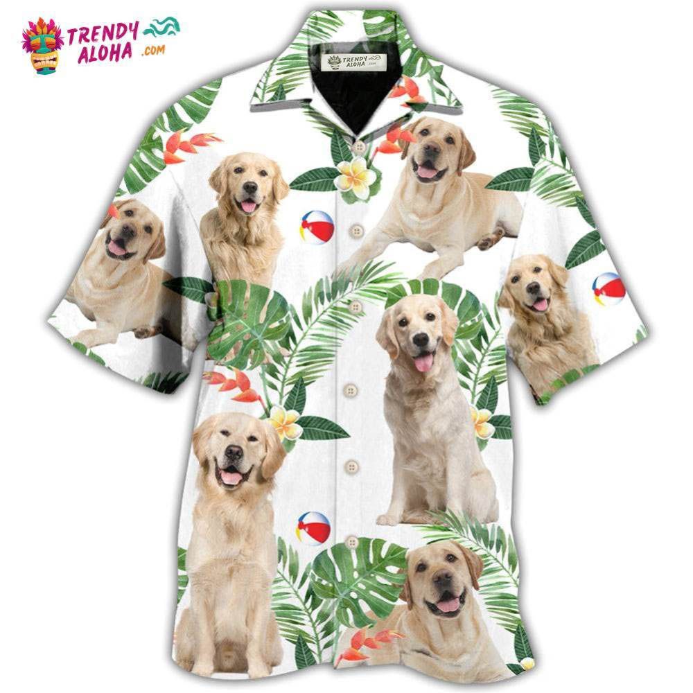 Labrador Retriever Dog Tropical Leaf White Style Hawaiian Shirt – Trendy Aloha