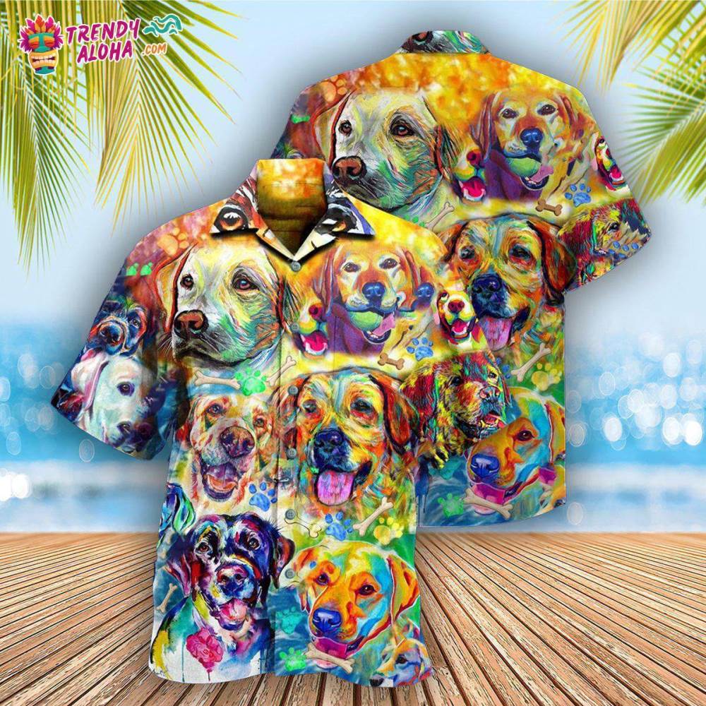 Labrador Retriever Love Is Wet Noses Slobbery Kisses Wagging Tails Colorful Hawaiian Shirt – Trendy Aloha