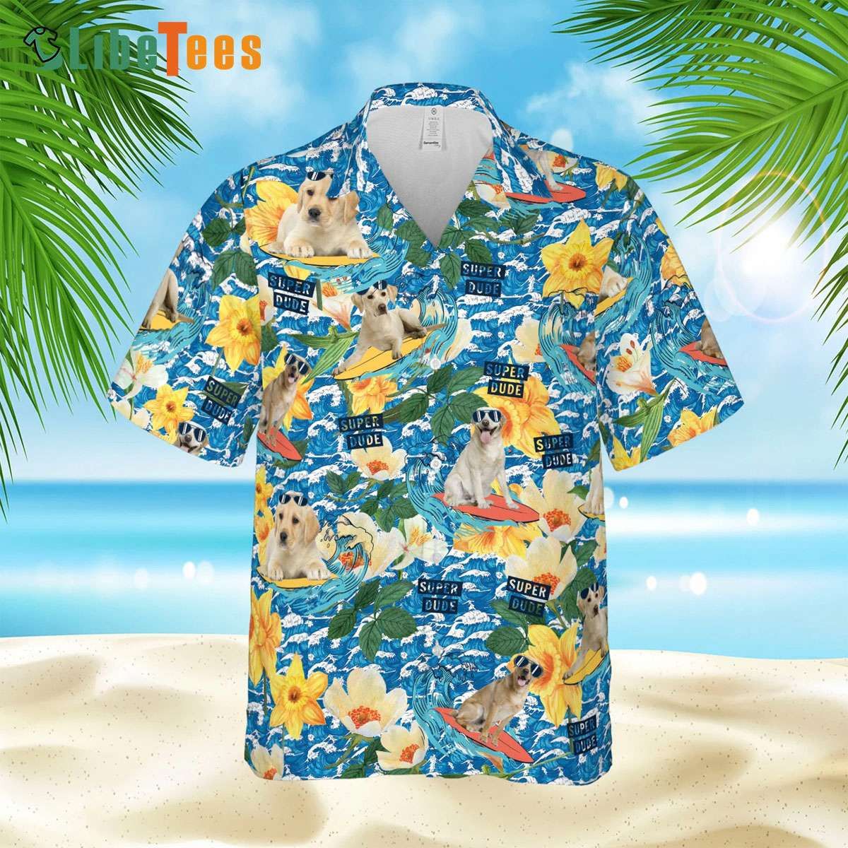 Labrador Surfing Summer Flower, Dog Trendy Hawaiian Shirt Perfect Gifts For Your Loved Ones