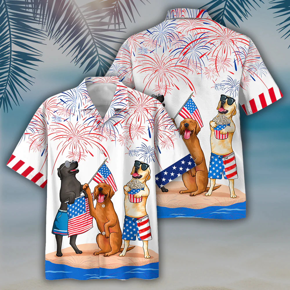 Labrador Trendy Hawaiian Shirt- Independence Day Trendy Hawaiian Shirt, Usa Patriotic Trendy Hawaiian Shirt