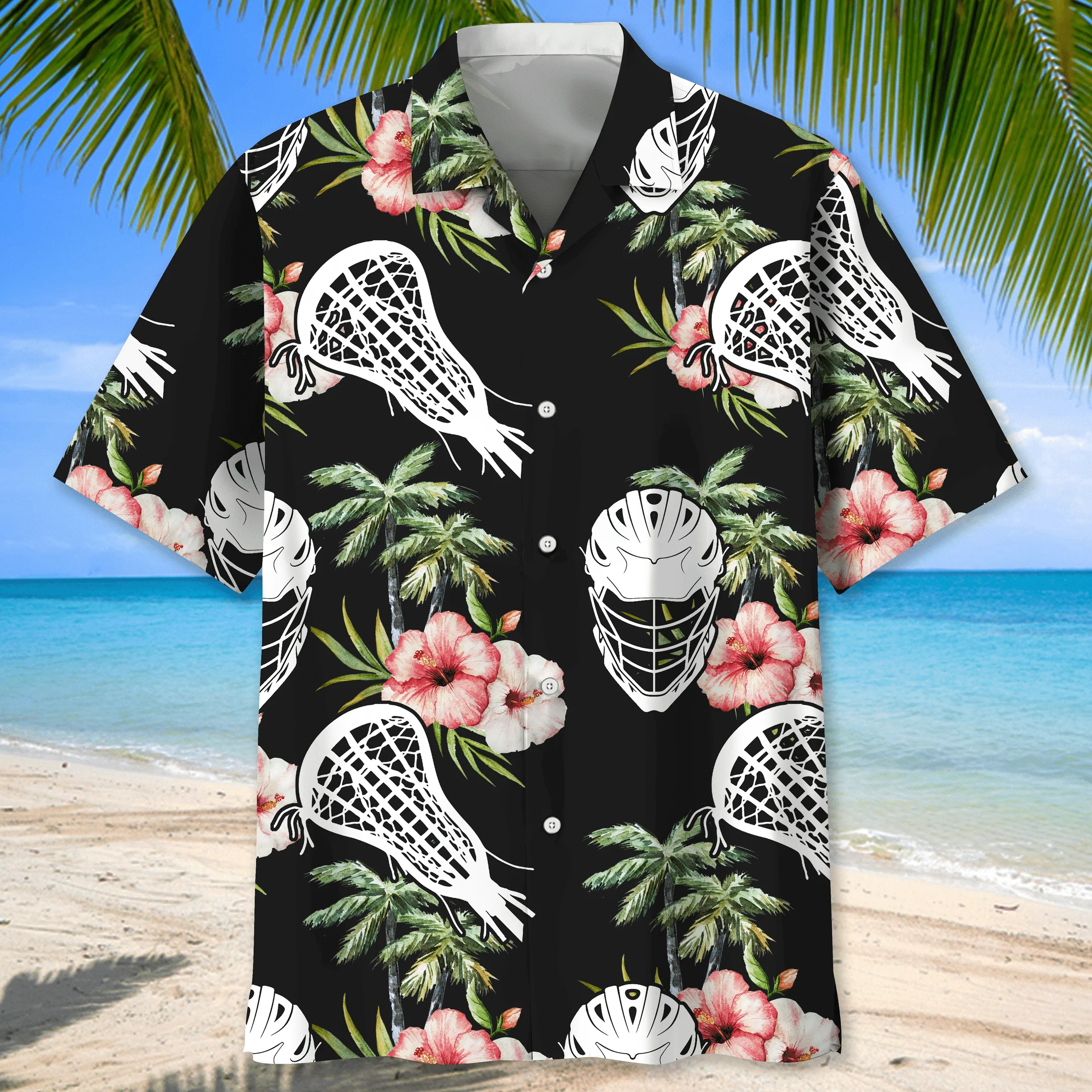Lacrosse American Flag Trendy Hawaiian Shirt, Summer Short Sleeve Shirts For Men And Women