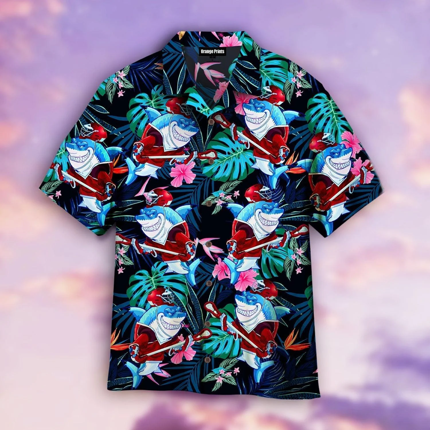 Lacrosse Shark Floral Trendy Hawaiian Shirt For