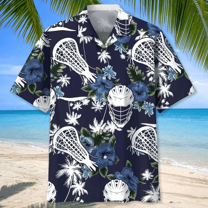 Lacrosse Usa Blue Tropical Trendy Hawaiian Shirt, Summer Short Sleeve Shirts For Men And Women Lacrosse Usa Blue Tropical Trendy Hawaiian Shirt, Summer Short Sleeve Shirts For Men And Women