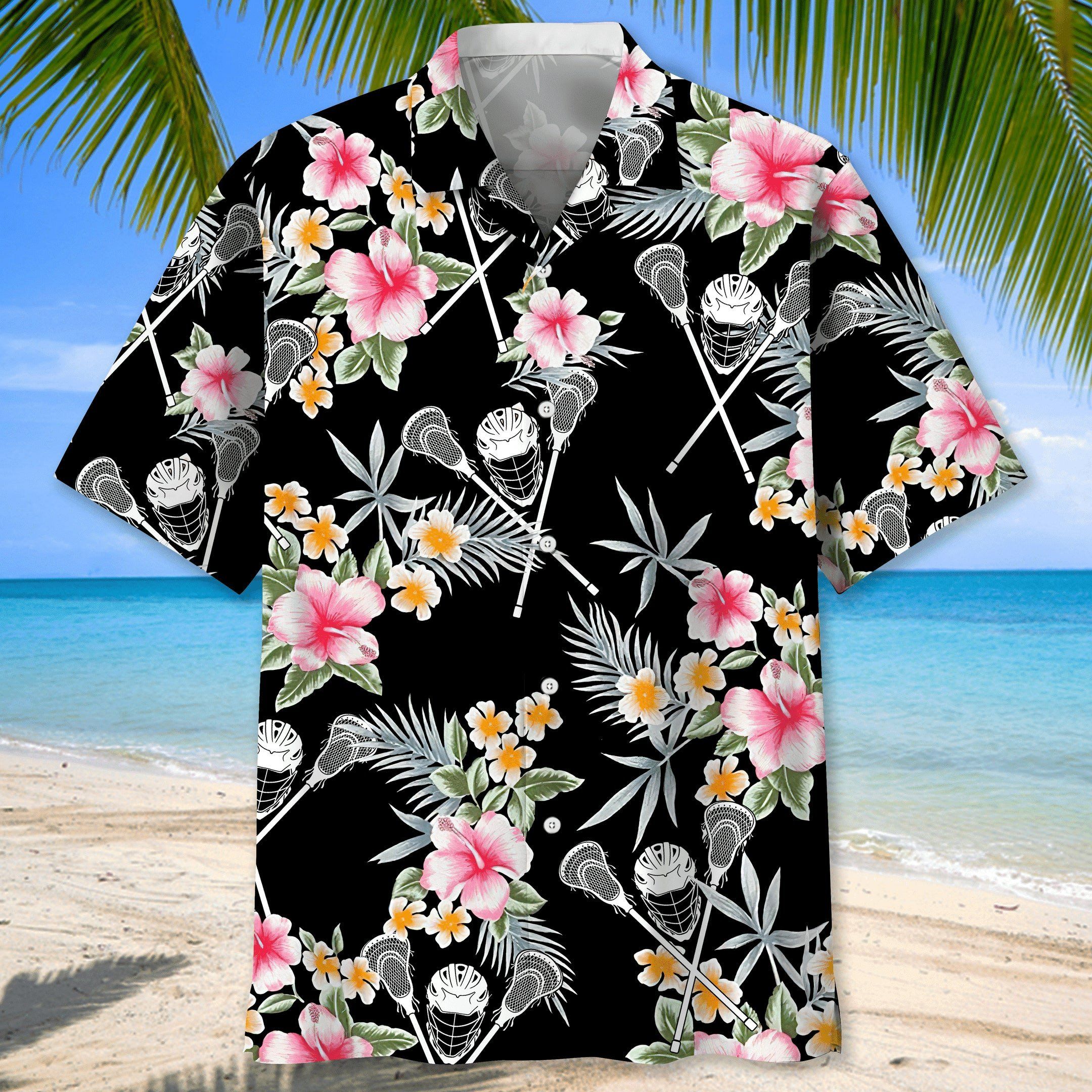 Lacrosse Usa Blue Tropical Trendy Hawaiian Shirt, Summer Short Sleeve Shirts For Men And Women