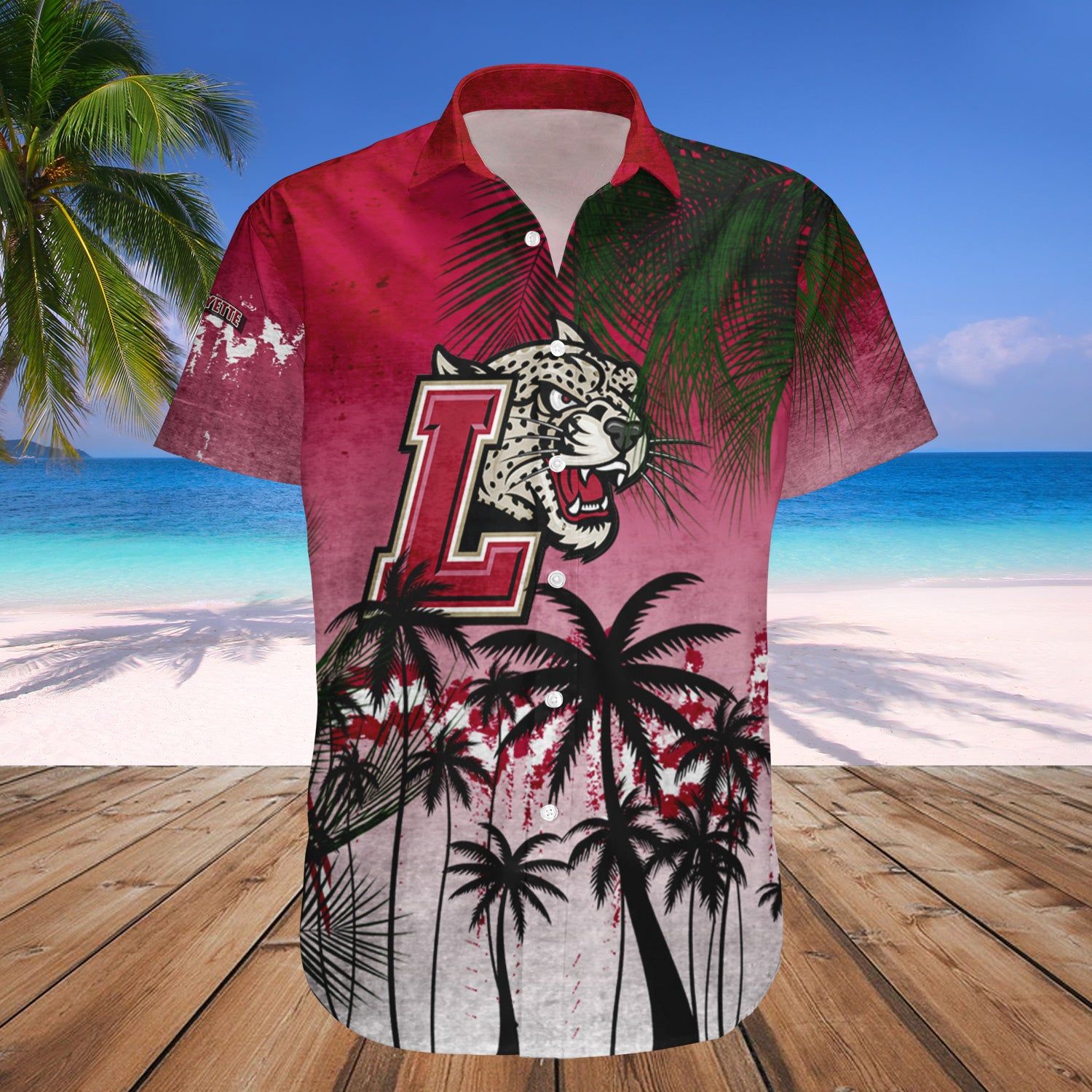 Lafayette Leopards Hawaii Shirt Coconut Tree Tropical Grunge – NCAA