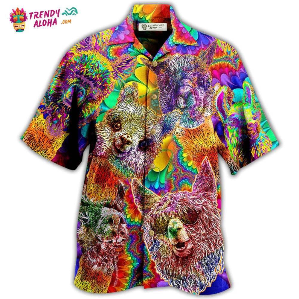 Lama Happiness Smile Mix Color Hawaiian Shirt – Trendy Aloha Lama Happiness Smile Mix Color Hawaiian Shirt – Trendy Aloha