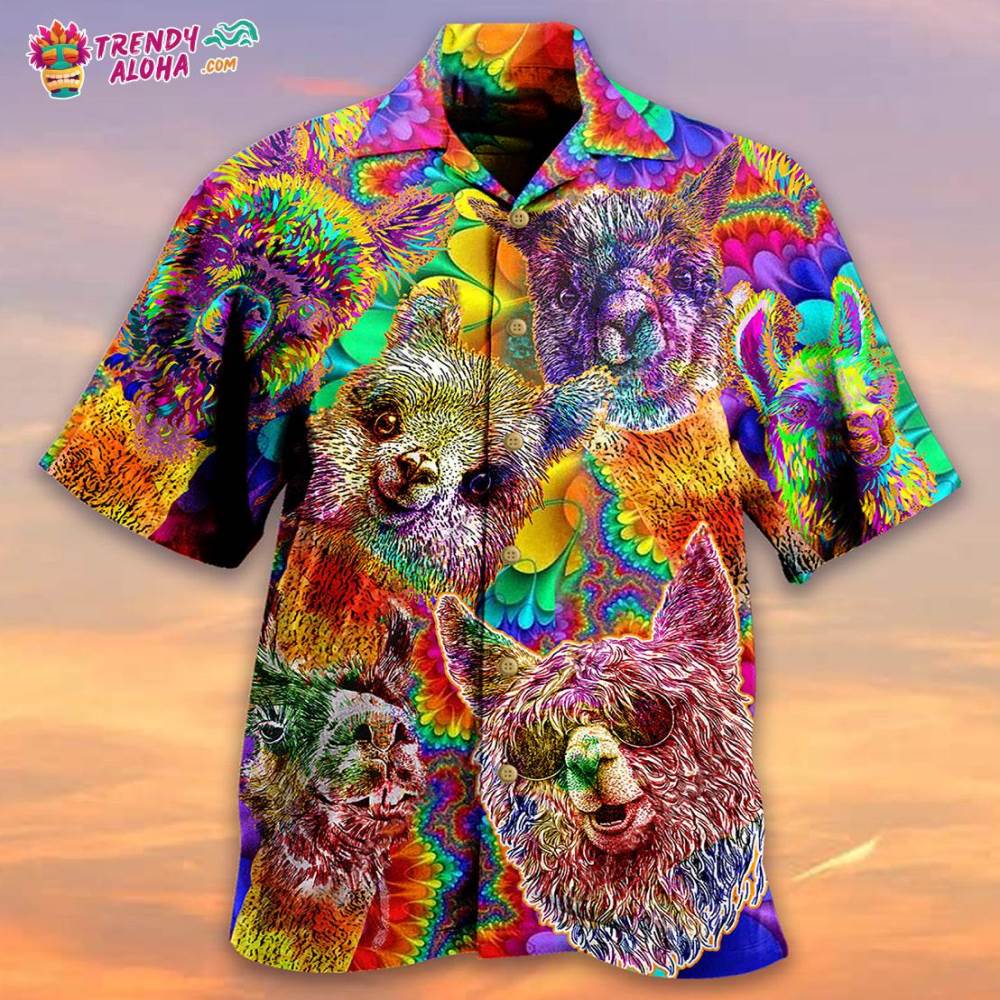 Lama Happiness Smile Mix Color Hawaiian Shirt – Trendy Aloha