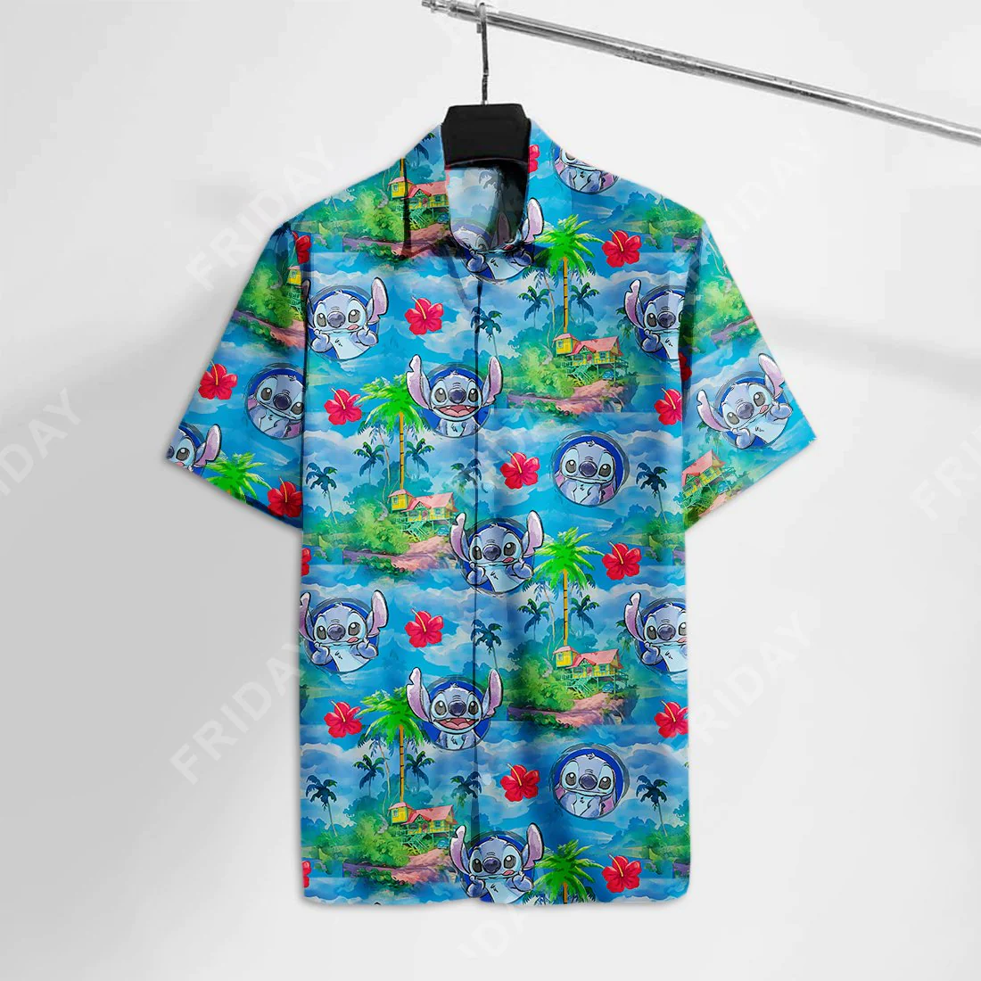 Las Trendy Hawaiian Shirt Las Aloha Tropical Blue Hawaii Tshirt