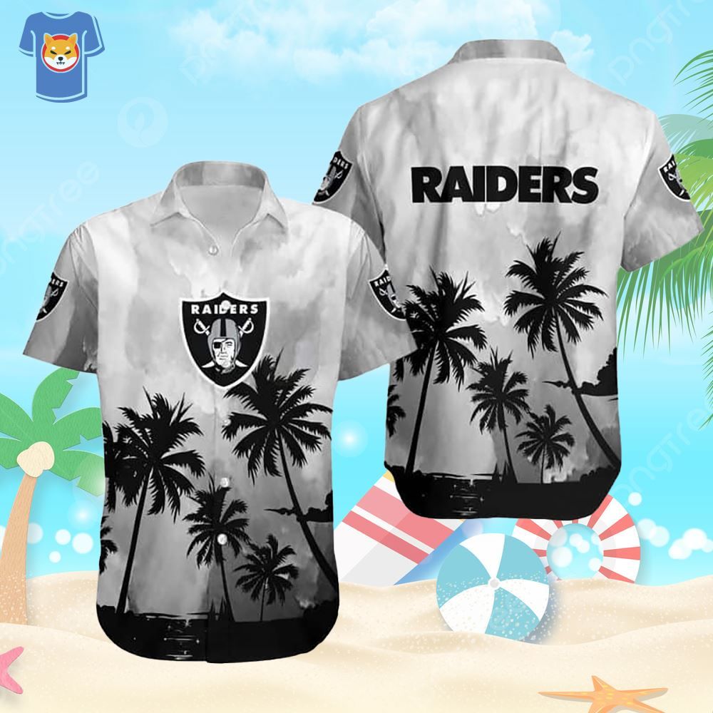Las Vegas Raiders Hawaiian Shirt Coconut Tree Pattern Summer Beach Gift