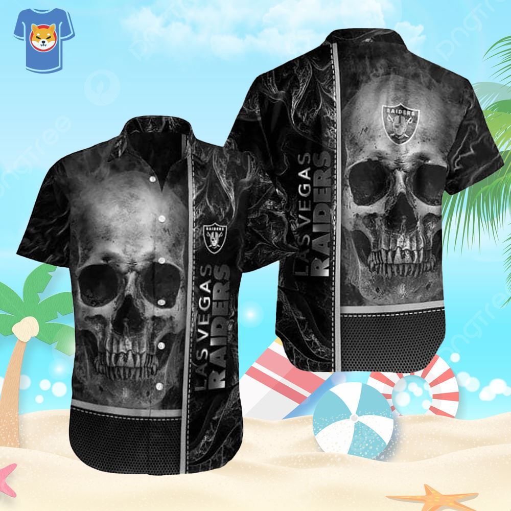 Las Vegas Raiders Hawaiian Shirt Hibiscus Flower Pattern