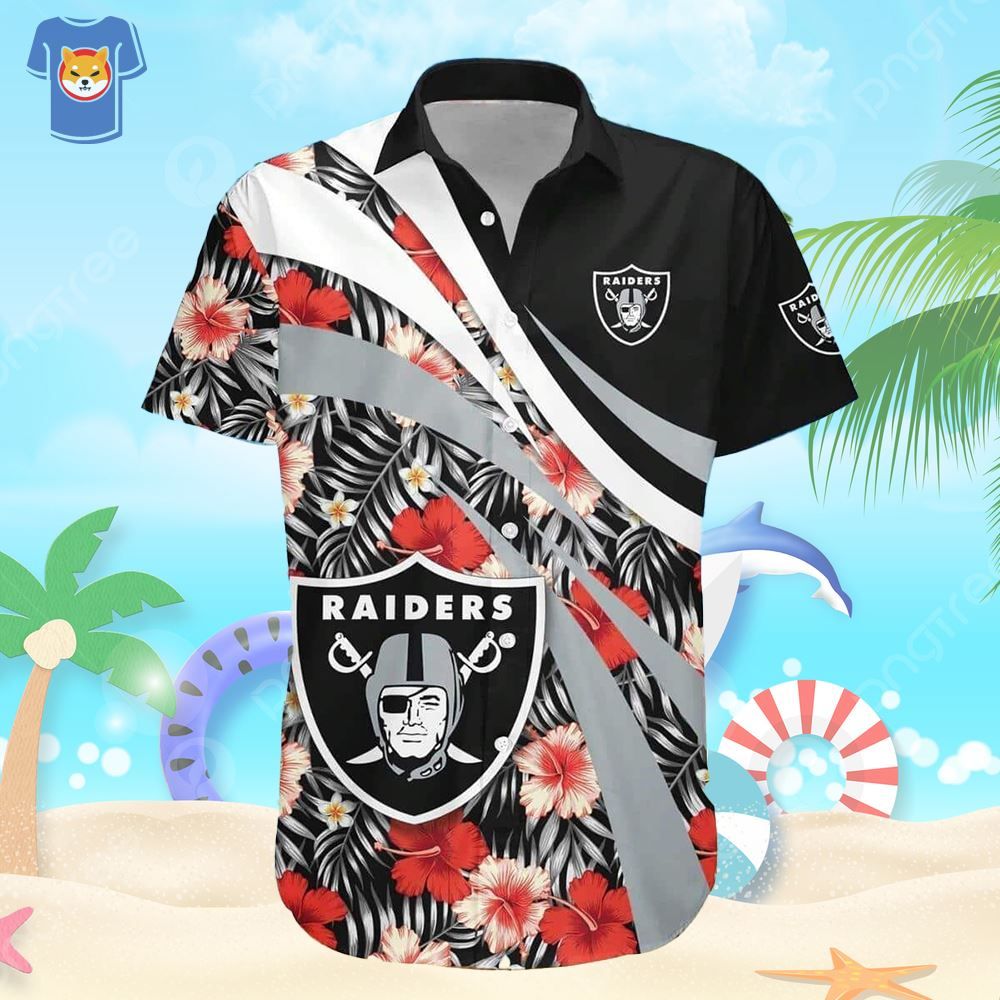 Las Vegas Raiders Hawaiian Shirt Hibiscus Flower Pattern Las Vegas Raiders Hawaiian Shirt Hibiscus Flower Pattern