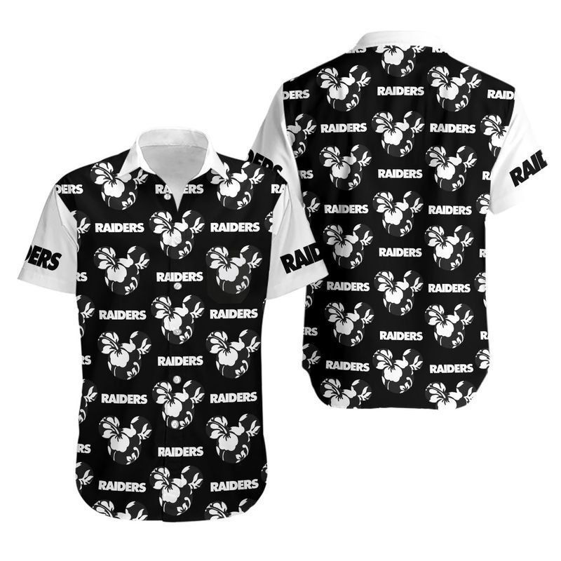 Las Vegas Raiders Mickey And Flowers Hawaii Shirt And Shorts Summer Collection