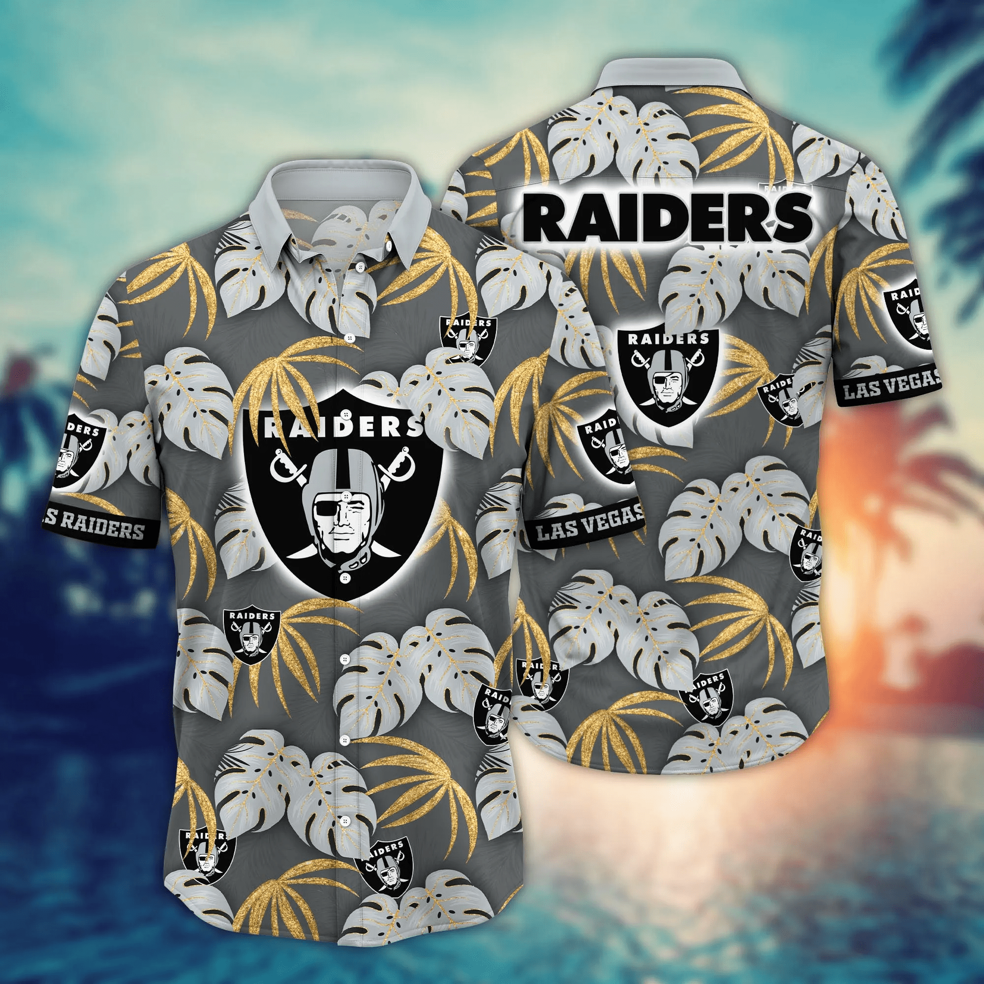 Las Vegas Raiders NFL Hawaiian Shirt Sea Shores Aloha Shirt Las Vegas Raiders NFL Hawaiian Shirt Sea Shores Aloha Shirt