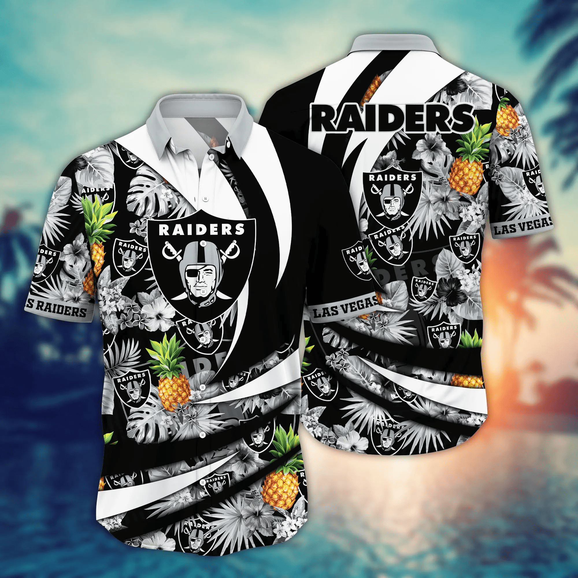 Las Vegas Raiders NFL Hawaiian Shirt Vacation Aloha Shirt Las Vegas Raiders NFL Hawaiian Shirt Vacation Aloha Shirt
