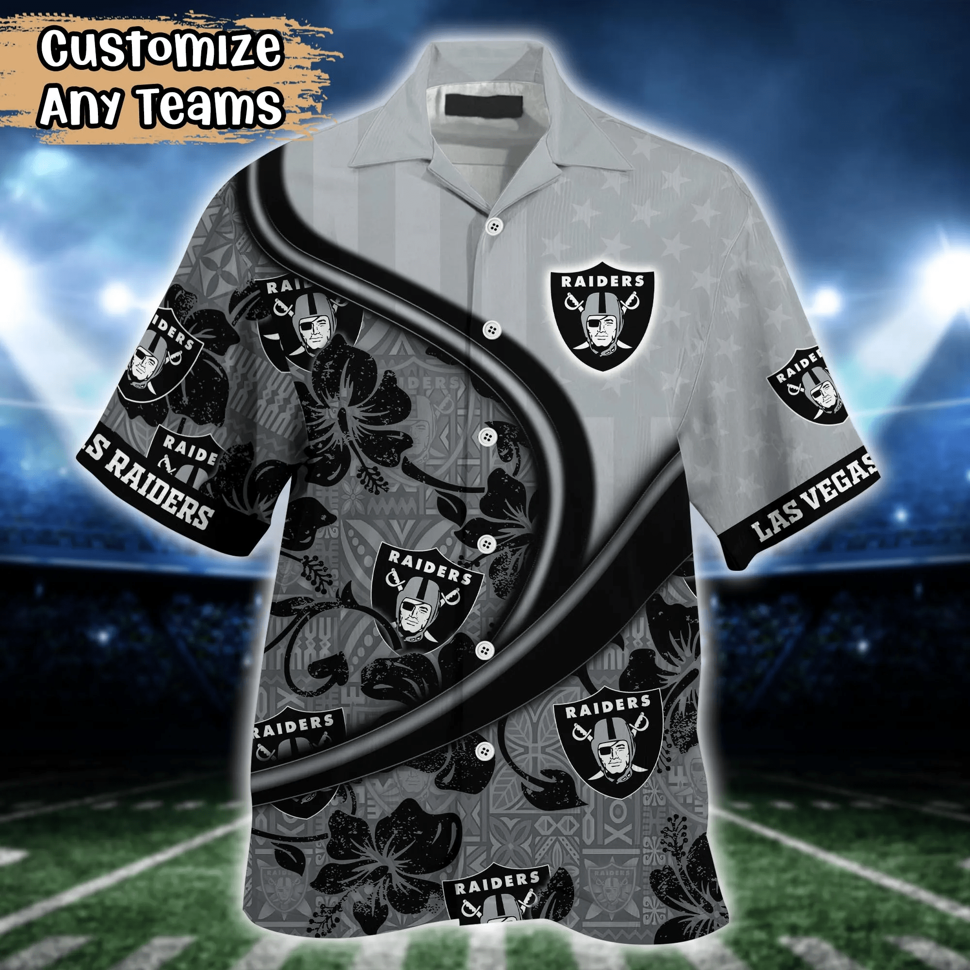 Las Vegas Raiders NFL Us Flag Hawaiian Shirt Custom Summer Aloha Shirt