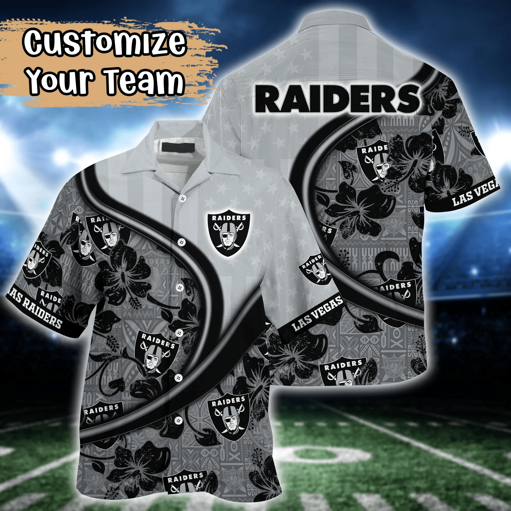 Las Vegas Raiders NFL Us Flag Hawaiian Shirt Custom Summer Aloha Shirt