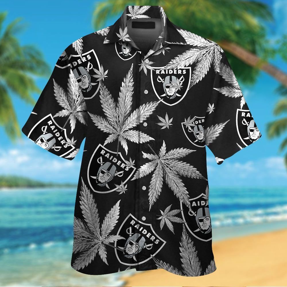 Las Vegas Raiders Short Sleeve Button Up Tropical Hawaiian Shirt VER01