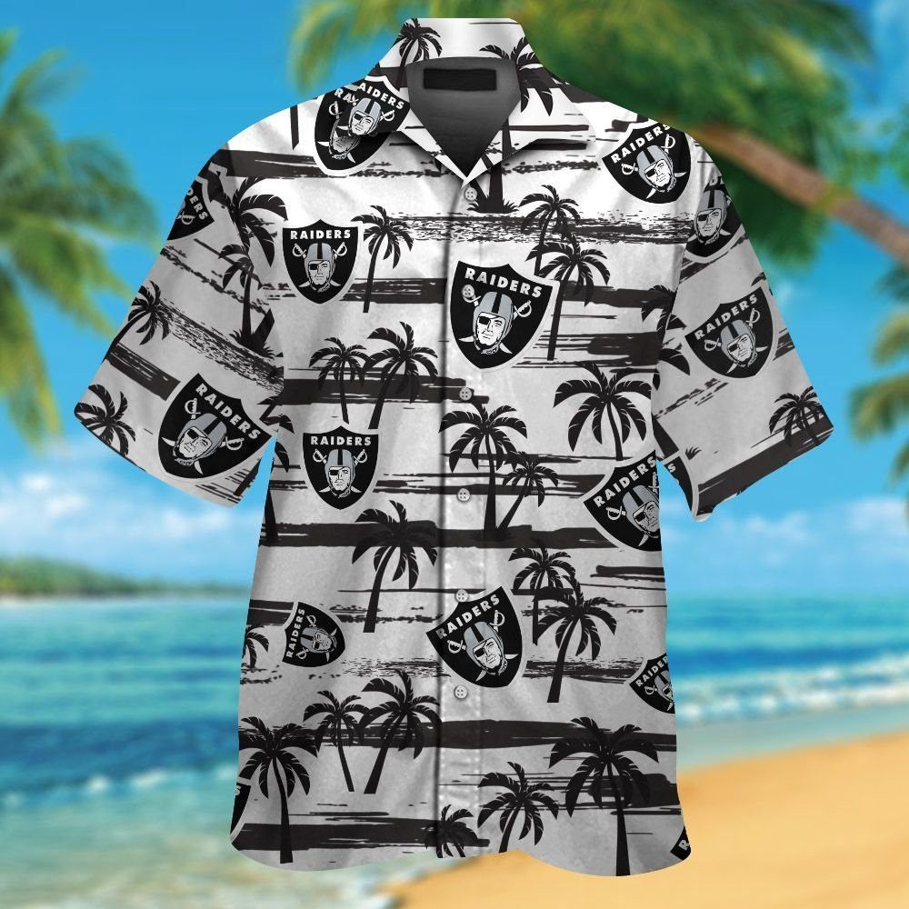 Las Vegas Raiders Short Sleeve Button Up Tropical Hawaiian Shirt VER010