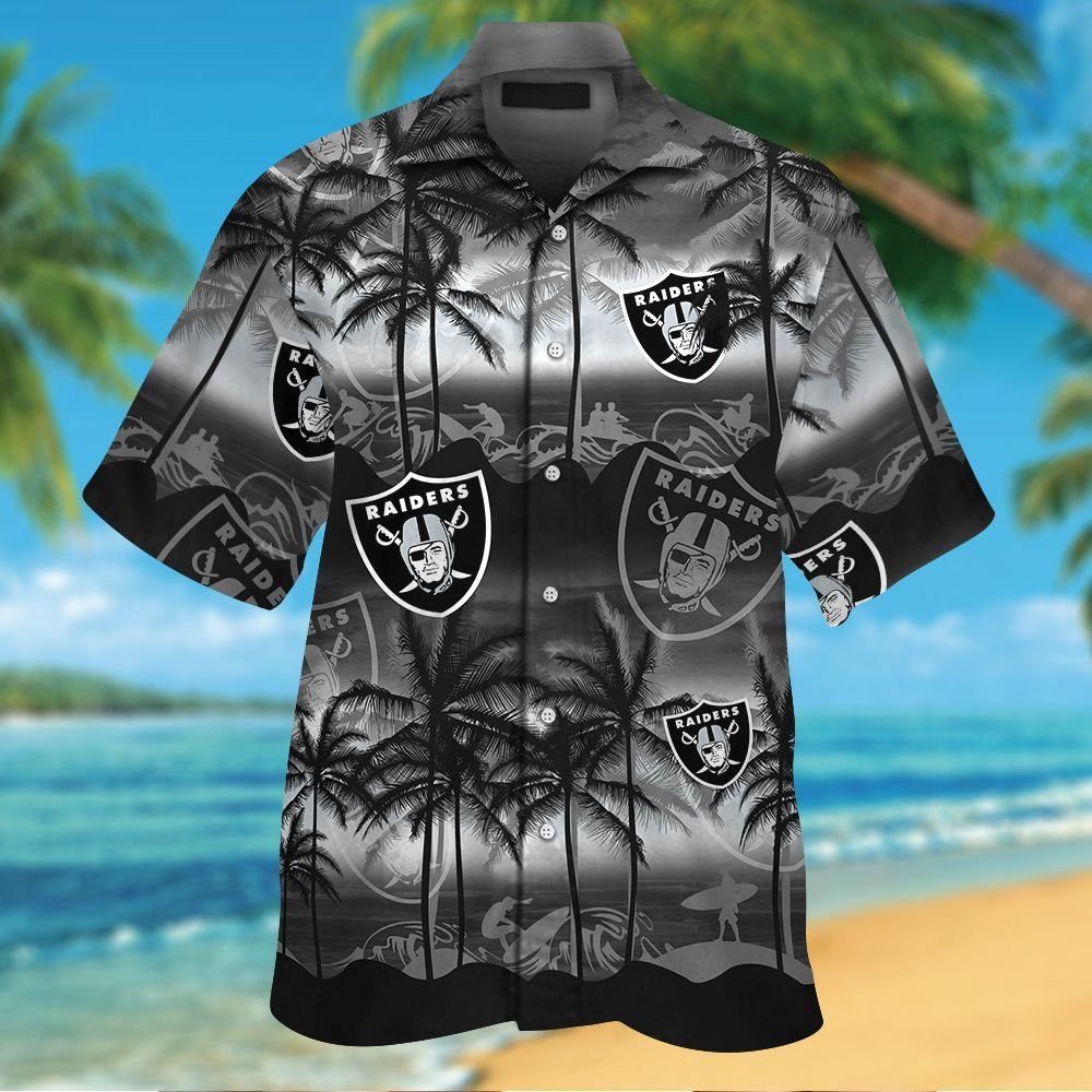 Las Vegas Raiders Short Sleeve Button Up Tropical Hawaiian Shirt VER012