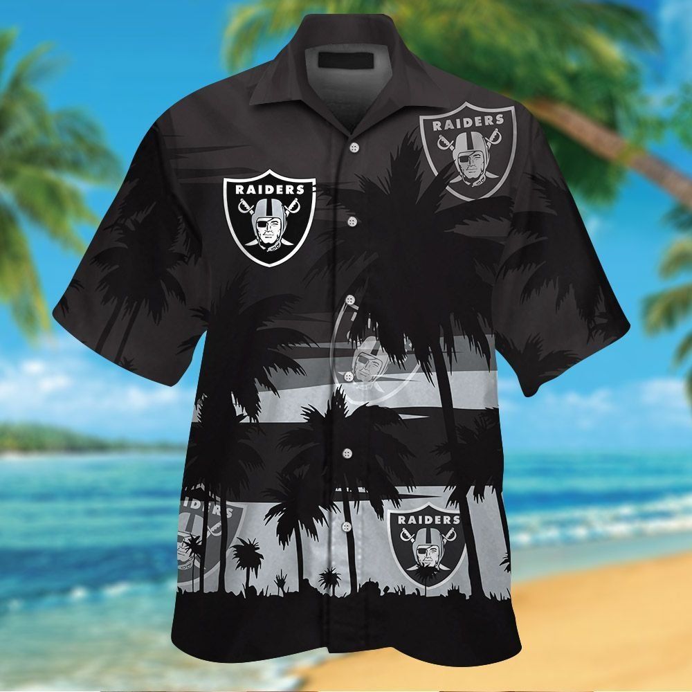 Las Vegas Raiders Short Sleeve Button Up Tropical Hawaiian Shirt VER015