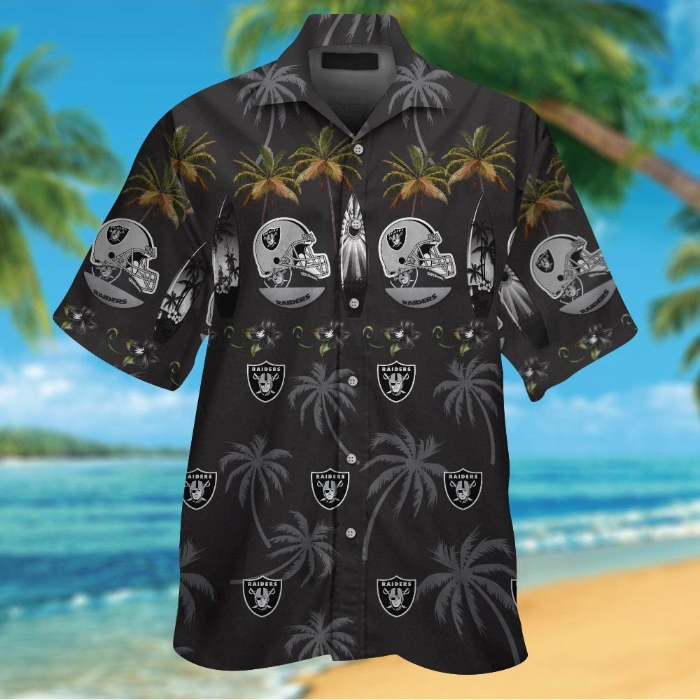 Las Vegas Raiders Short Sleeve Button Up Tropical Hawaiian Shirt VER019