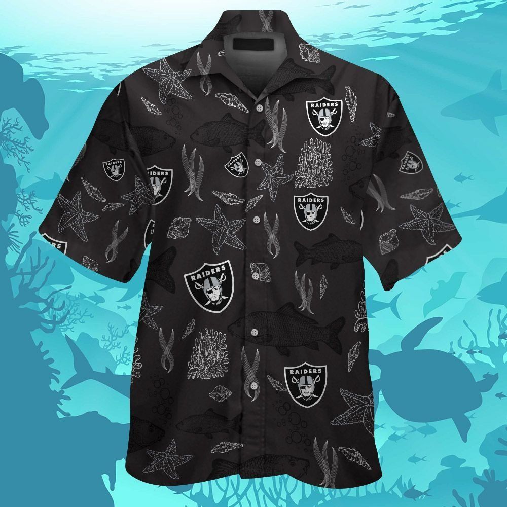 Las Vegas Raiders Short Sleeve Button Up Tropical Hawaiian Shirt VER020
