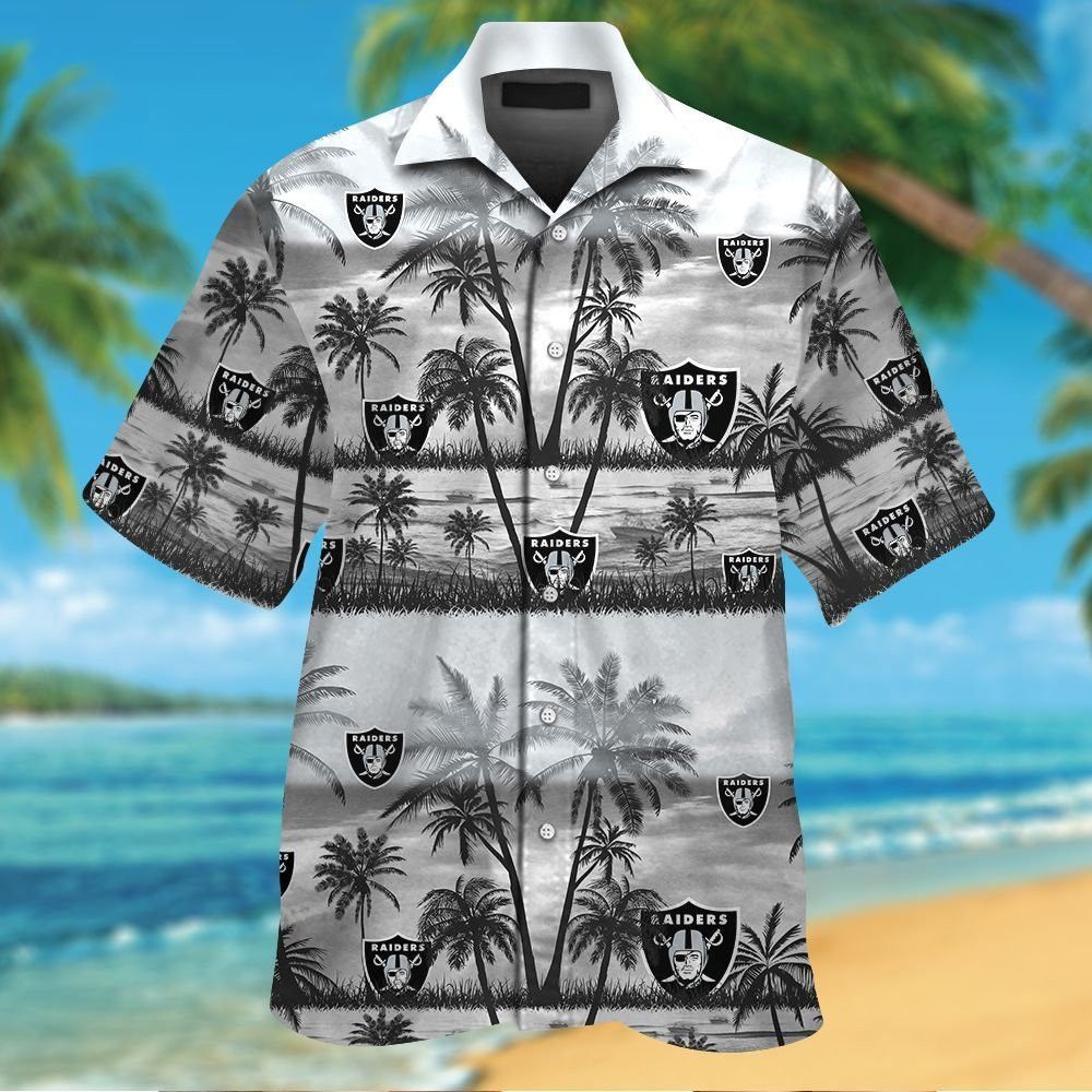 Las Vegas Raiders Short Sleeve Button Up Tropical Hawaiian Shirt VER024