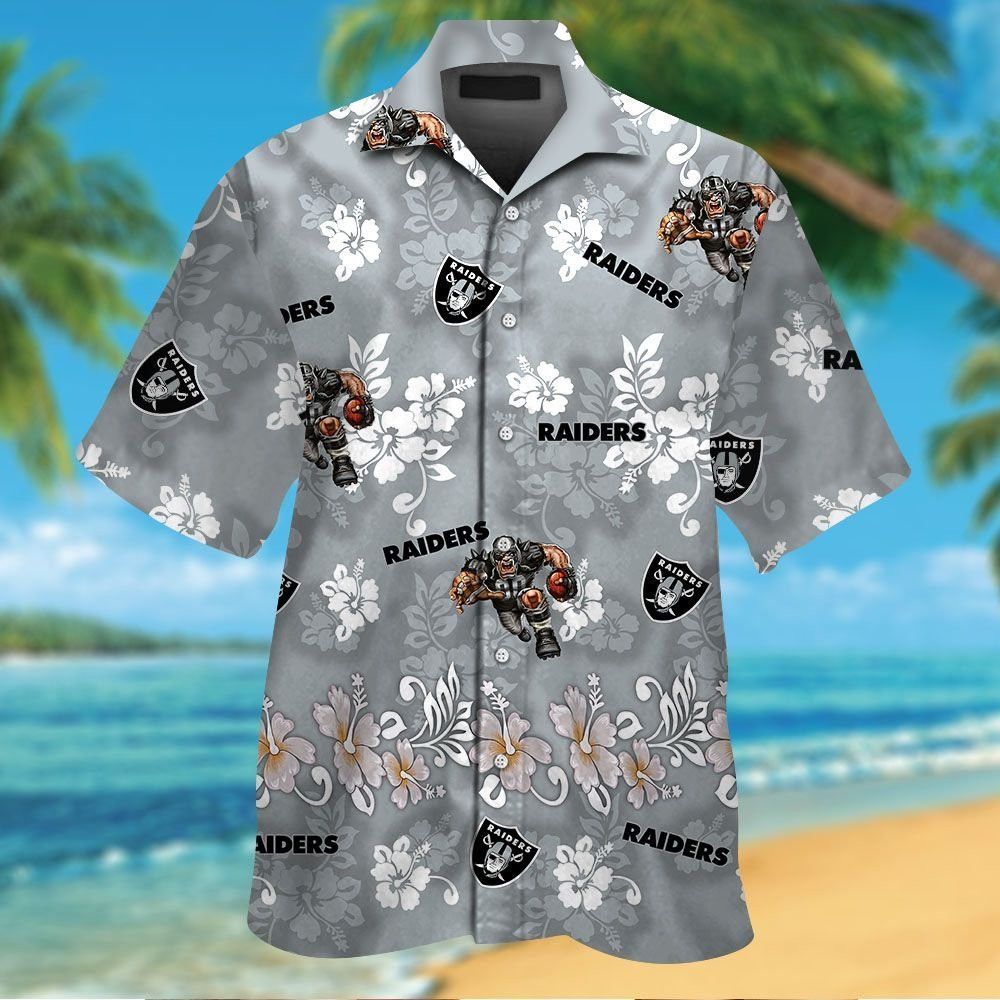 Las Vegas Raiders Short Sleeve Button Up Tropical Hawaiian Shirt VER025