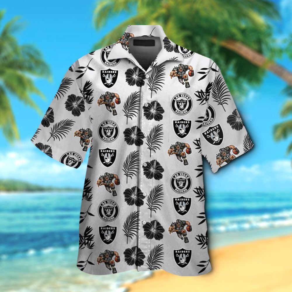 Las Vegas Raiders Short Sleeve Button Up Tropical Hawaiian Shirt VER026