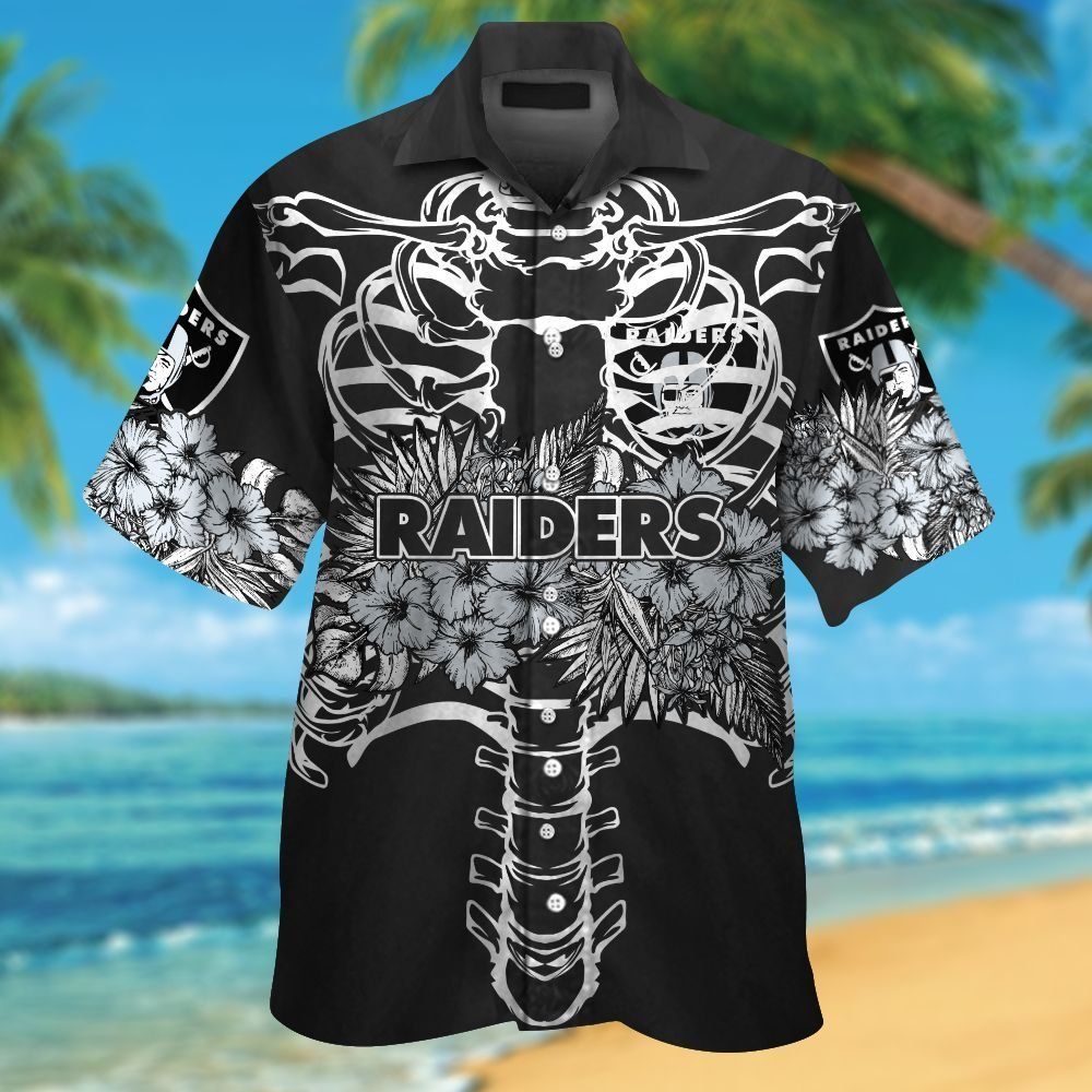 Las Vegas Raiders Short Sleeve Button Up Tropical Hawaiian Shirt VER027