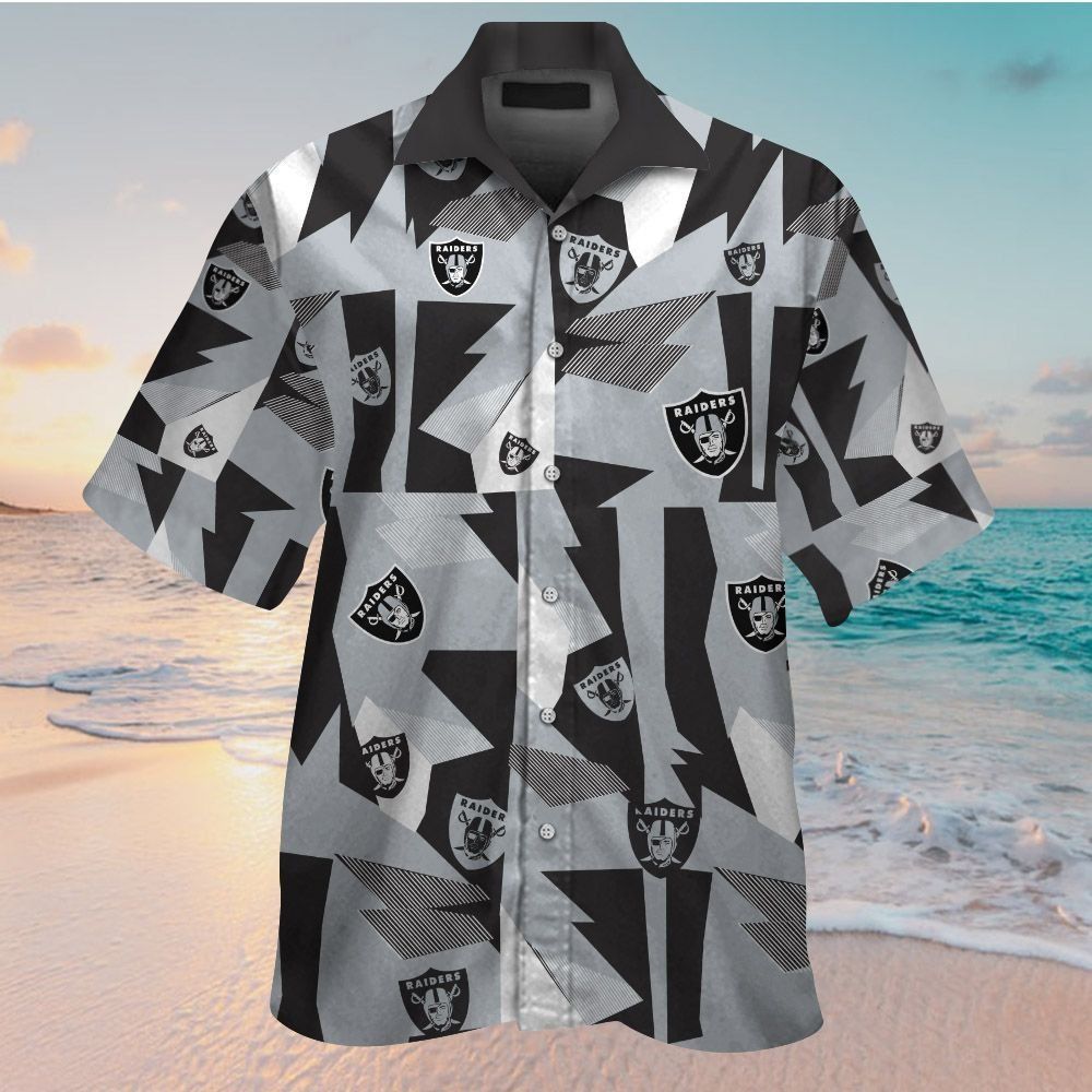 Las Vegas Raiders Short Sleeve Button Up Tropical Hawaiian Shirt VER09