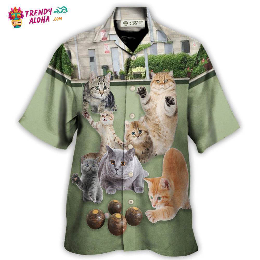 Lawn Bowling Cat Play In Yard Hawaiian Shirt – Trendy Aloha Lawn Bowling Cat Play In Yard Hawaiian Shirt – Trendy Aloha