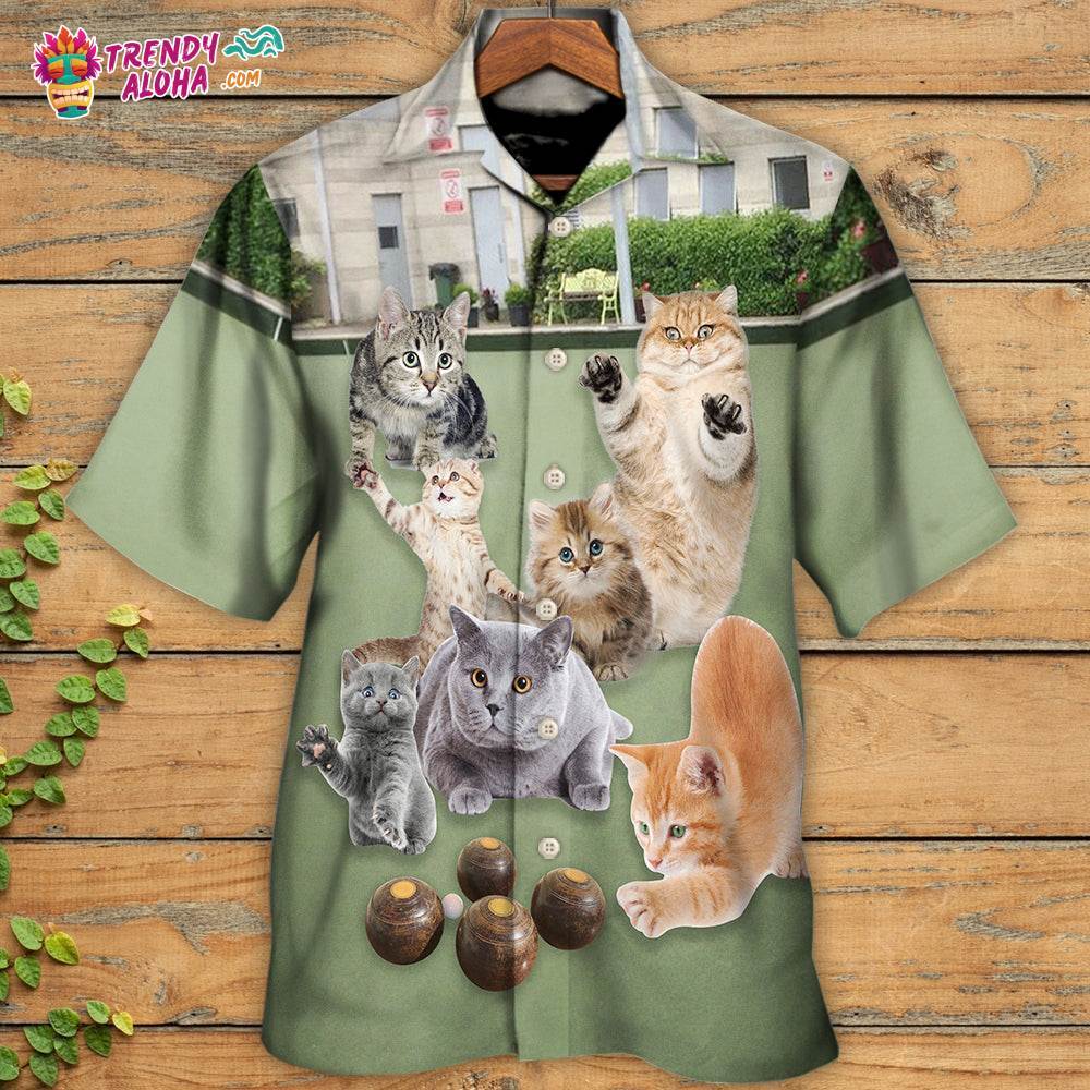 Lawn Bowling Cat Play In Yard Hawaiian Shirt – Trendy Aloha