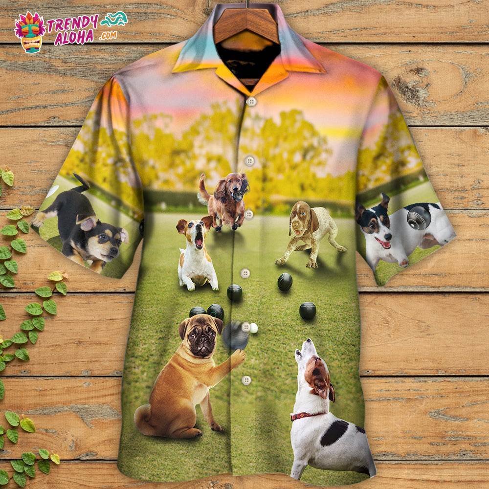 Lawn Bowling Dog Play In Yard Hawaiian Shirt – Trendy Aloha