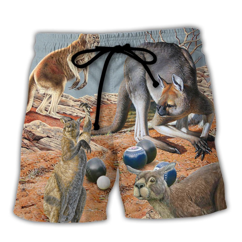 Lawn Bowling Kangaroo With Lawn Bowling Trendy Aloha Hawaiian Beach Shorts Lawn Bowling Kangaroo With Lawn Bowling Trendy Aloha Hawaiian Beach Shorts