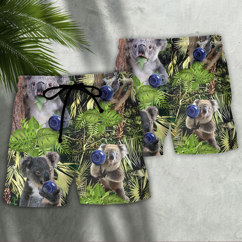 Lawn Bowling Koala In Jungle Play Lawn Bowling Trendy Aloha Hawaiian Beach Shorts