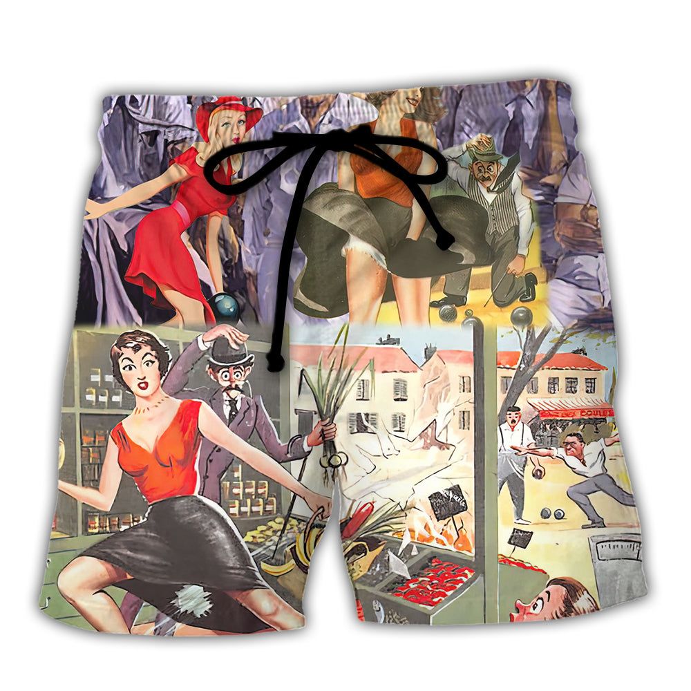 Lawn Bowling Oop! Look Girl And Lawn Bowling Trendy Aloha Hawaiian Beach Shorts Lawn Bowling Oop! Look Girl And Lawn Bowling Trendy Aloha Hawaiian Beach Shorts