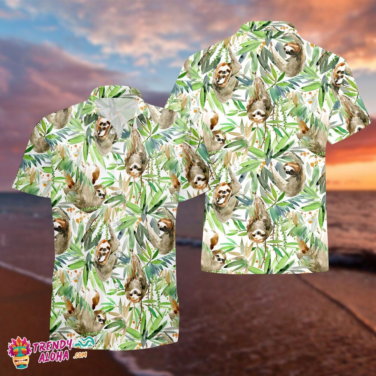 Lazy Meditating Sloth Animal Lover’s Hawaiian Themed Relax Shirt
