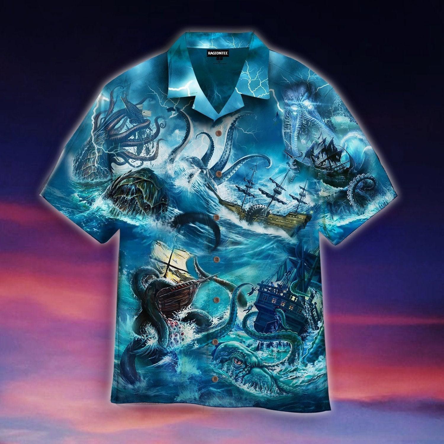 Legend Octopus Attacking The Ship Hawaiian Shirt For