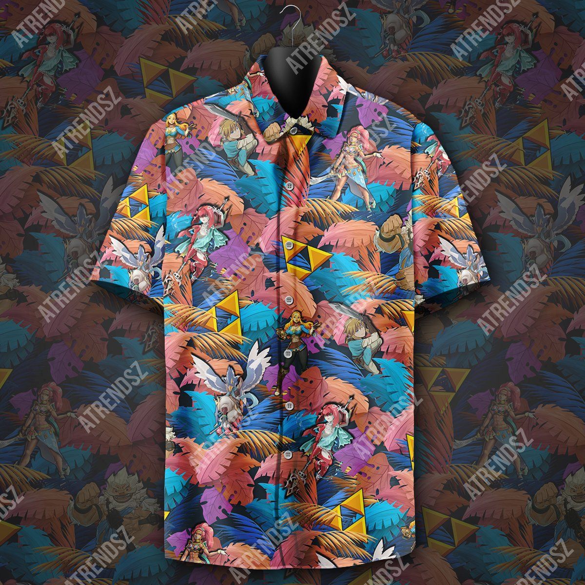 Legend Of Zelda Botw Hawaiian Shirt Zelda Link Pattern Tropical Hawaii Shirt Legend Of Zelda Aloha Shirt