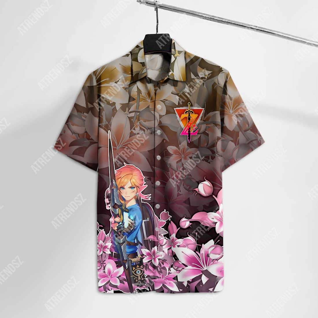 Legend Of Zelda Hawaii Shirt Flower Link Hyrule’s Warrior Trendy Hawaiian Shirt Legend Of Zelda Aloha Shirt