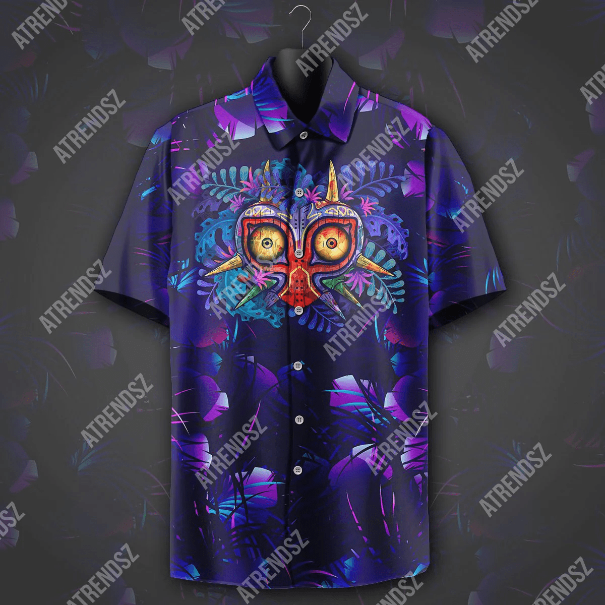 Legend Of Zelda Hawaii Shirt Majoras Mask Tropical Dark Blue Purple Hawaiian Shirt Legend Of Zelda Aloha Shirt
