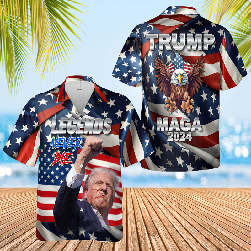 Legends Never Die Trump Supporters 3D Aloha Shirt Trump Hawaiian Shirt