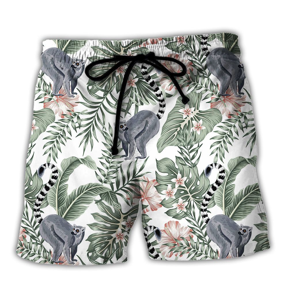Lemurs Tropical Leaf Cool Trendy Aloha Hawaiian Beach Shorts Lemurs Tropical Leaf Cool Trendy Aloha Hawaiian Beach Shorts